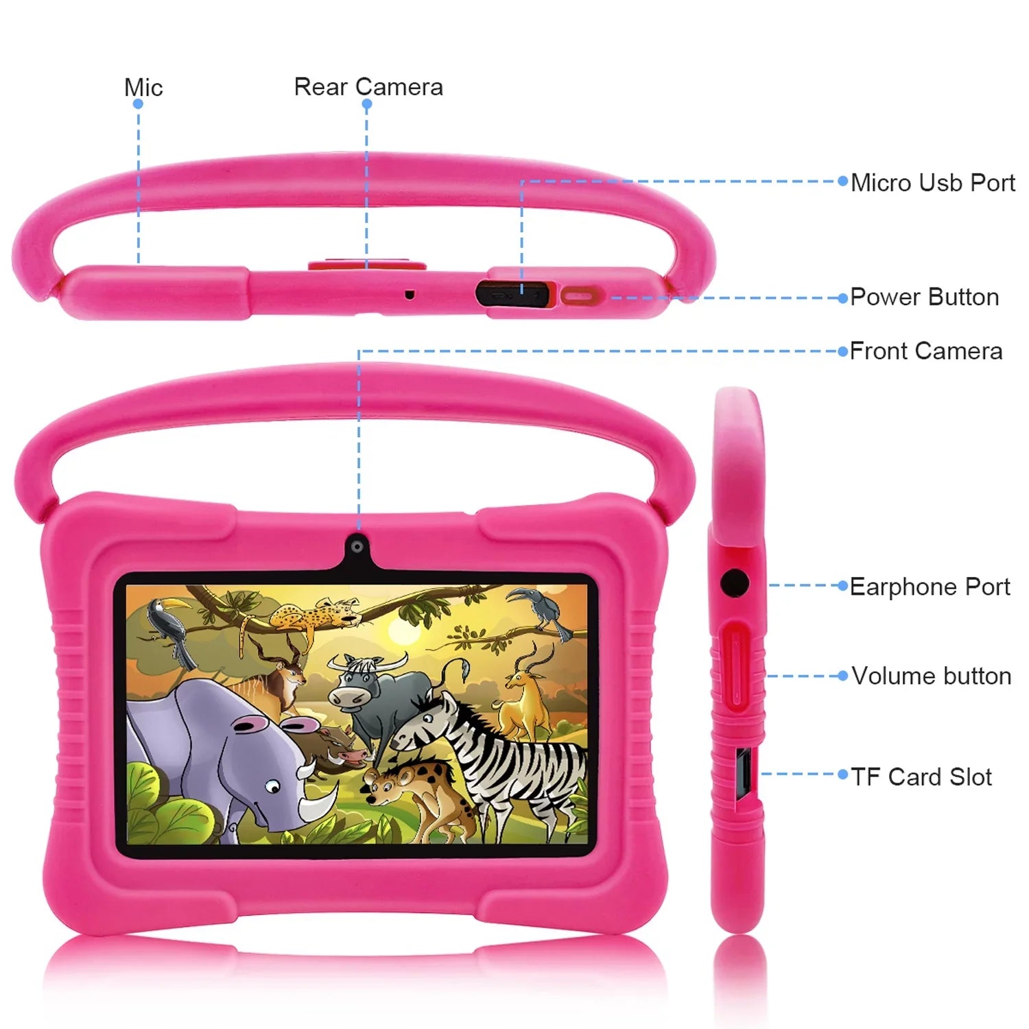 Android 11 Kids Tablet,Kids Learning Tablet,Antemper 7 inch Kids Tablet,32GB Storage,Toddler Tablet with Bluetooth, Wifi,Parental Control, HD Dual Camera, Play, Pink
