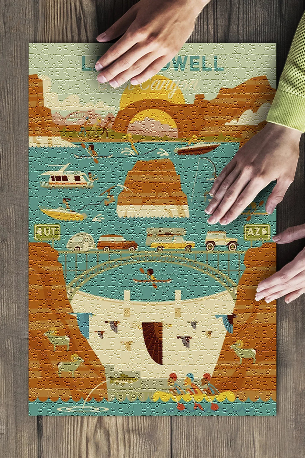 Lake Powell, Arizona, Glen Canyon Dam, Geometric (19x27 inches, Premium 500 Piece Jigsaw Puzzle for Adults and Family, Made in USA)