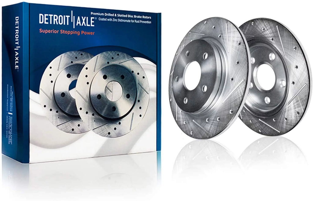 Detroit Axle - Brake Kit for 2012-2017 Camry 2013-2018 Avalon Lexus ES350 ES300h Drilled & Slotted Disc Brake Rotors 2014 2015 2016 Ceramic Brakes Pads Front & Rear Replacement