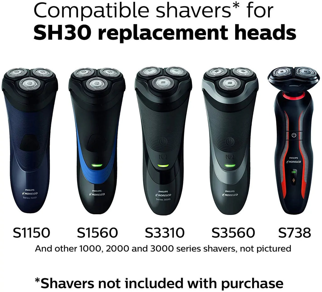 Philips Norelco SH30/52 Shaver series 3000 Shaving Heads Compatible with Philips Norelco Series 1000, 2000, 3000 Shavers and S738 Click & Style, Lift & Cut