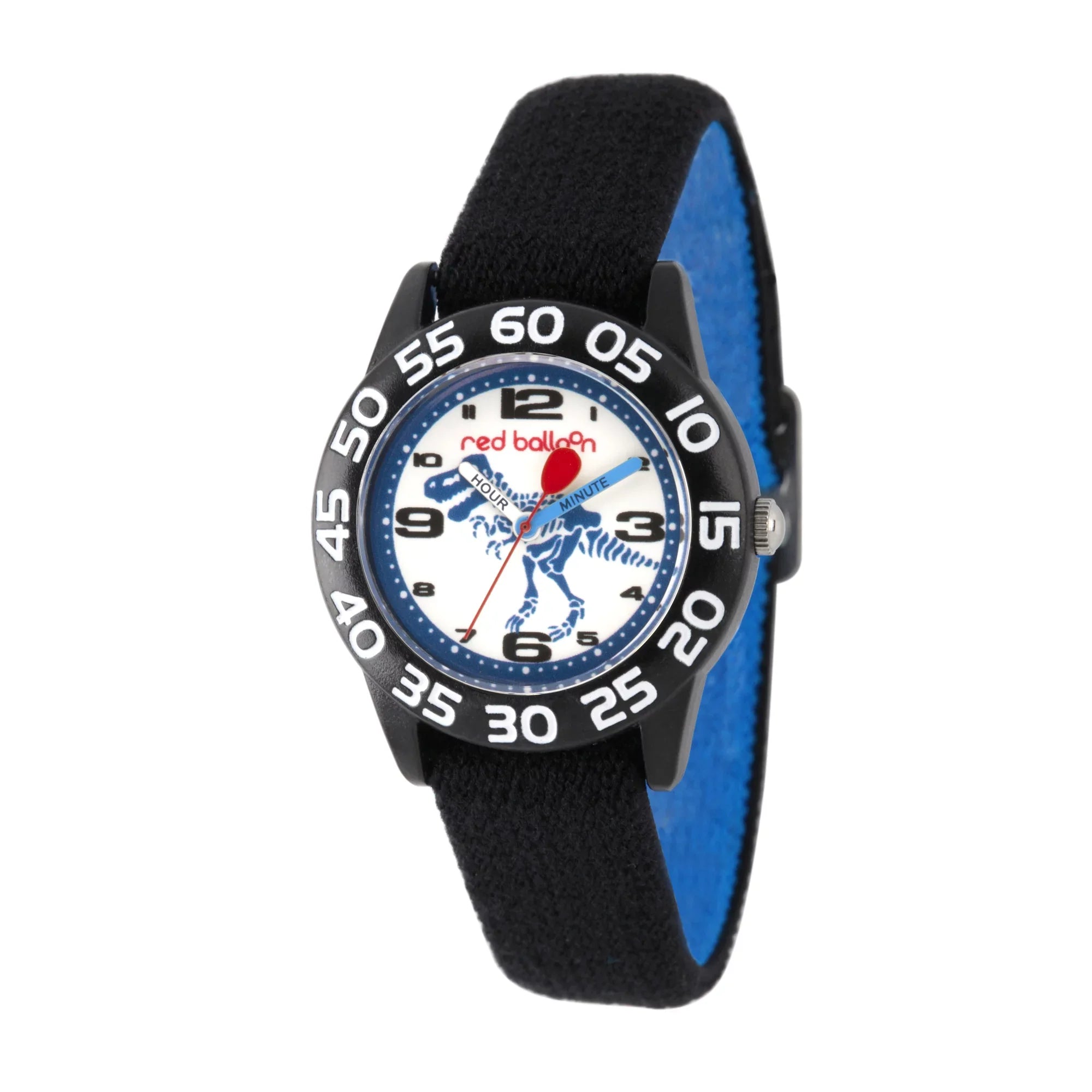 Red Balloon Boys' Ebony Plastic Time Teacher Watch, Reversible Jet and Blue Elastic Nylon Strap, WRB000110