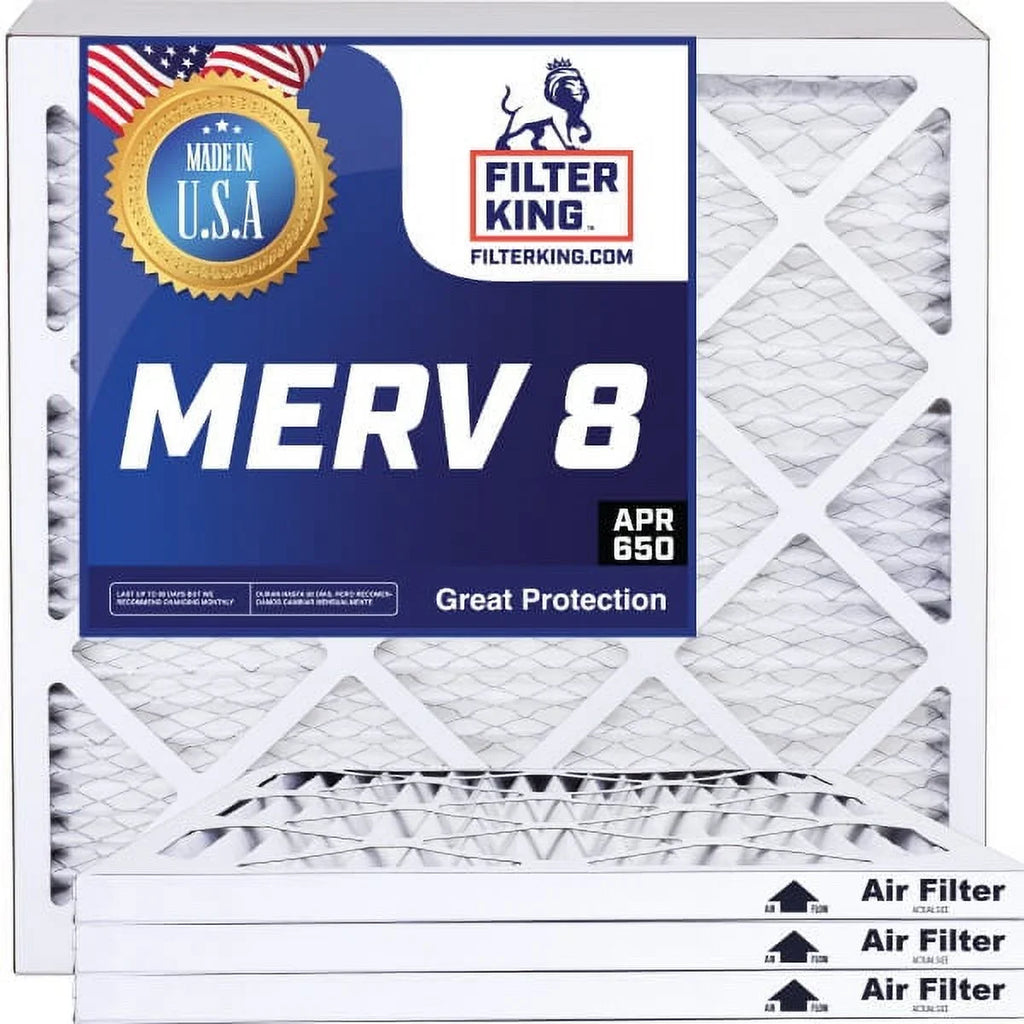 Filter King 8x24.5x1a Air Filter | 4-PACK | MERV 8 HVAC Pleated A/C Furnace Filters | MADE IN USA | Actual Size: 8 x 24.5 x .75"