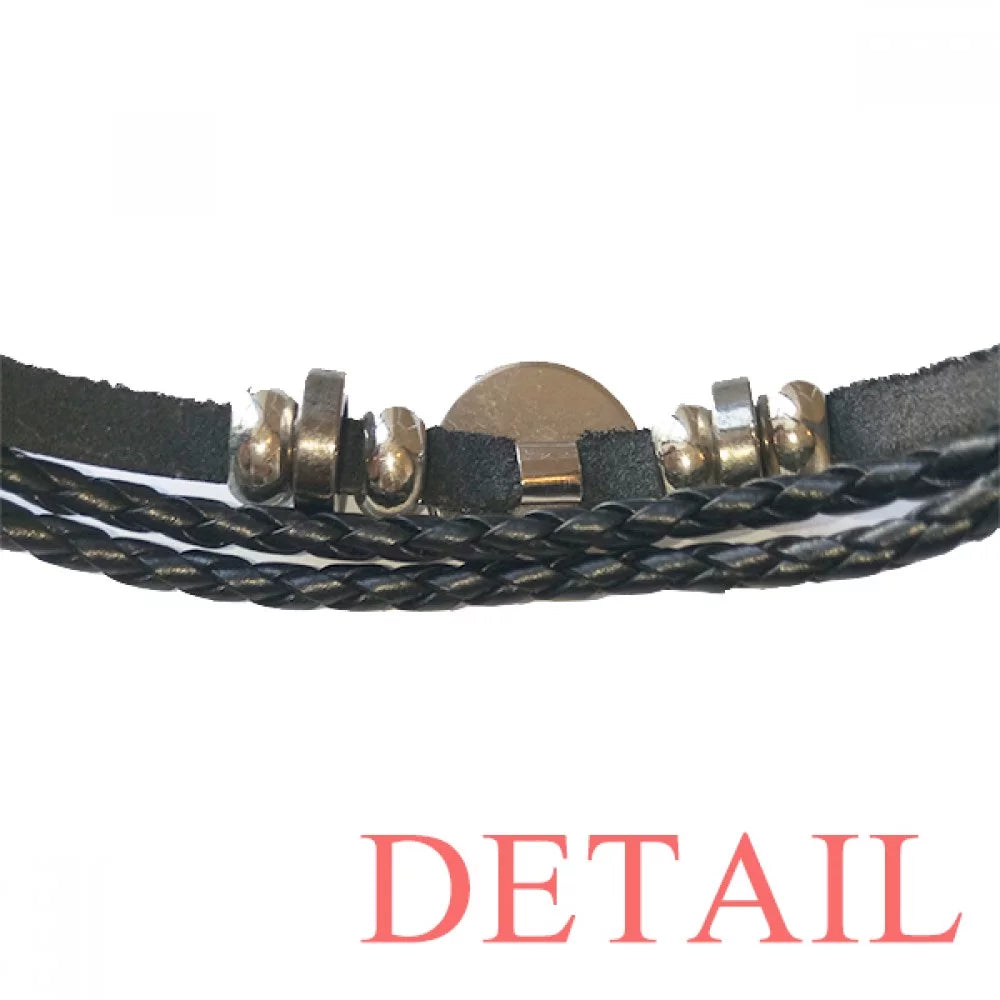 wealth queen q poker bracelet braided leather woven rope wristband