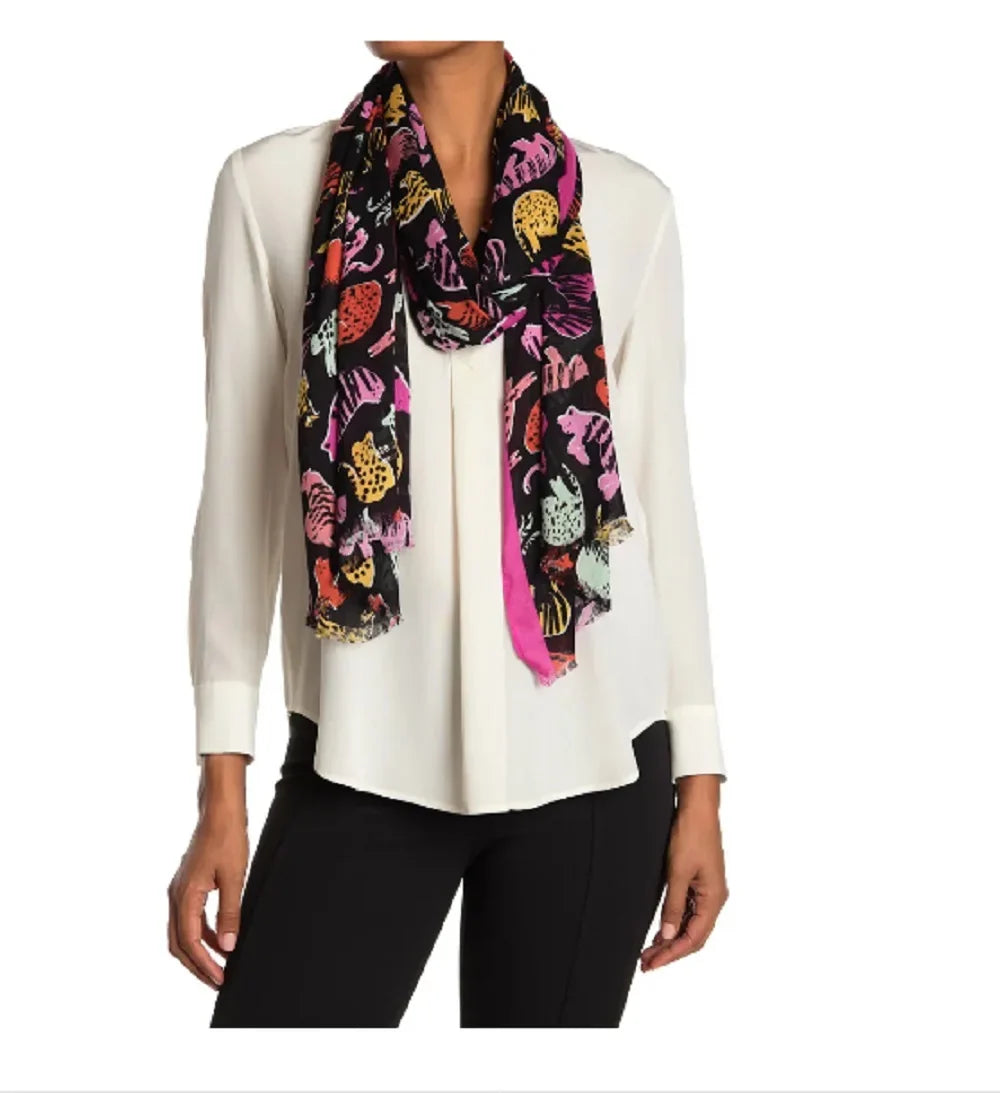 Kate Spade New York Accessories Cats Oblong Scarf in Fuchsia Glow