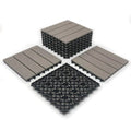 RevTime Easy DIY Wood-Plastic Deck Tiles 12" x 12" x 3/4”, Gray (9 Pcs)