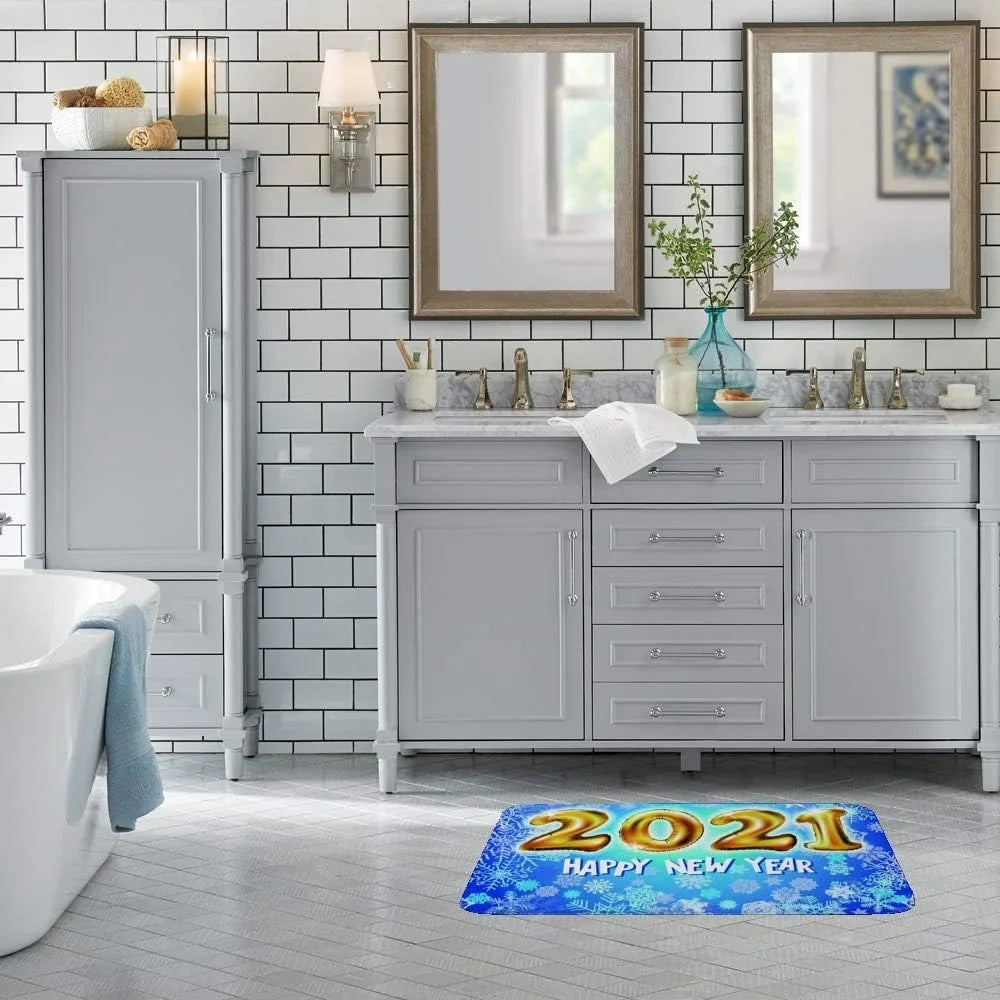Wellsay Bathroom Mat Door Rugs Floor Mat Bathroom Carpet Super Cozy 2021 Happy New Year Print DecorativeIndoor Outdoor 36 x 24 inch