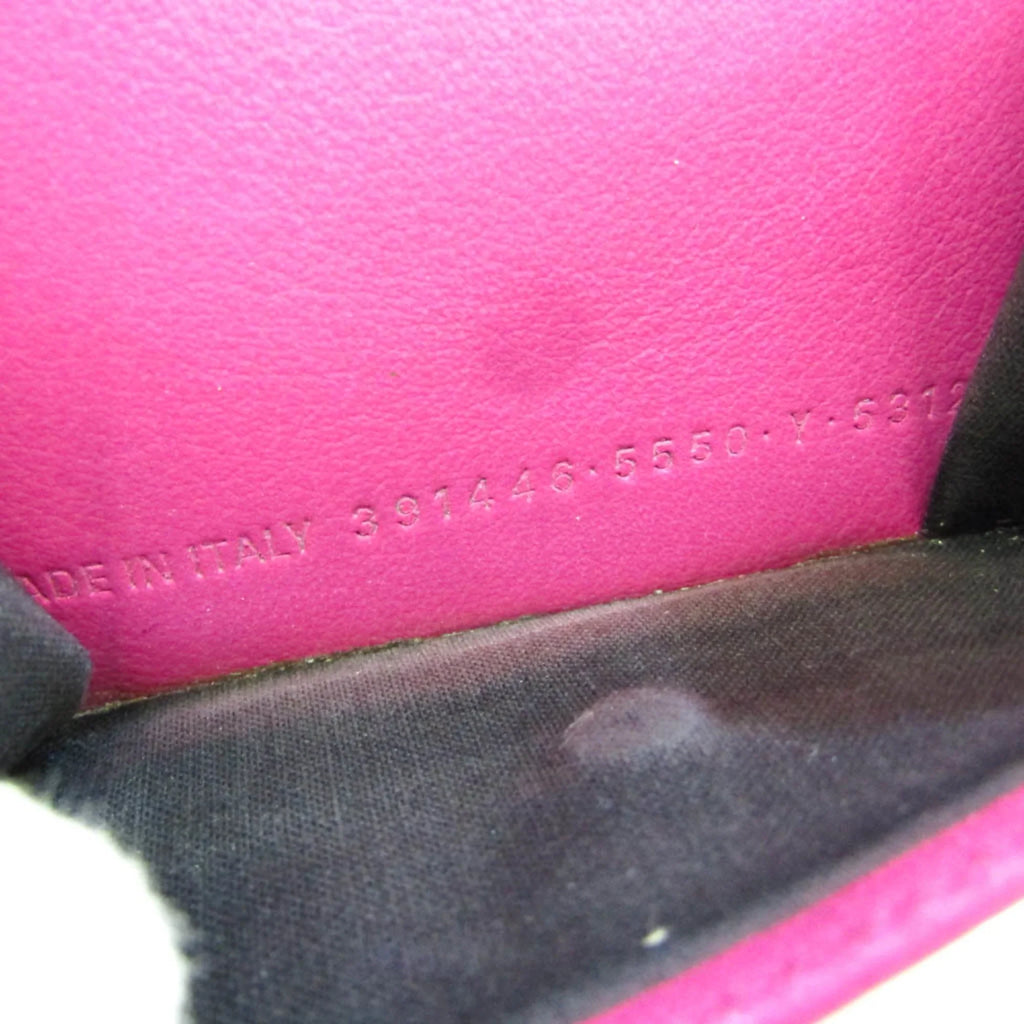 Pre-Owned Balenciaga Papier Mini Wallet 391446 Women's Leather Wallet (tri-fold) Pink (Good)