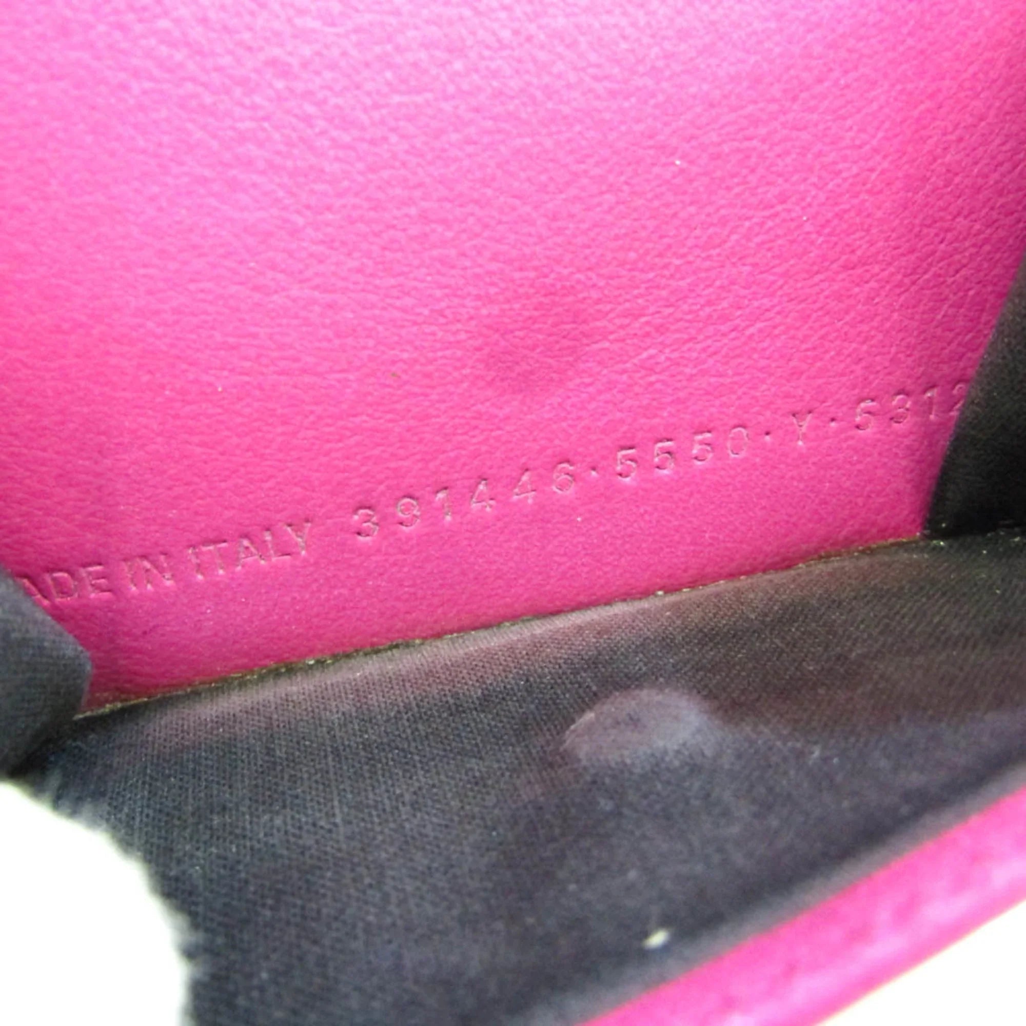 Pre-Owned Balenciaga Papier Mini Wallet 391446 Women's Leather Wallet (tri-fold) Pink (Good)
