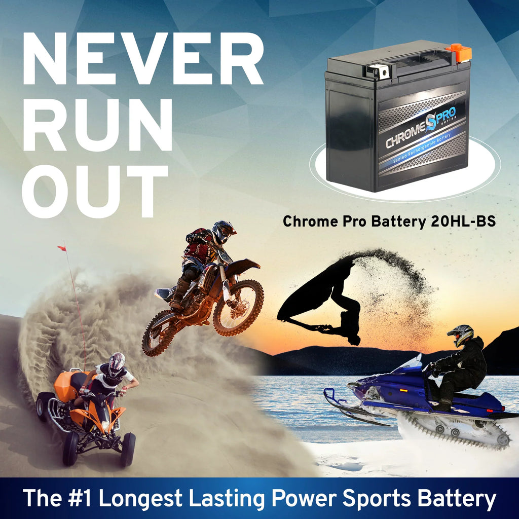 Chrome Pro Battery Ytx20hl-bs (20hl-bs 12 Volts,18 Ah, 310 Cca) Replacement Battery for 2008 Kawasaki 800cc Js800 Sx-r