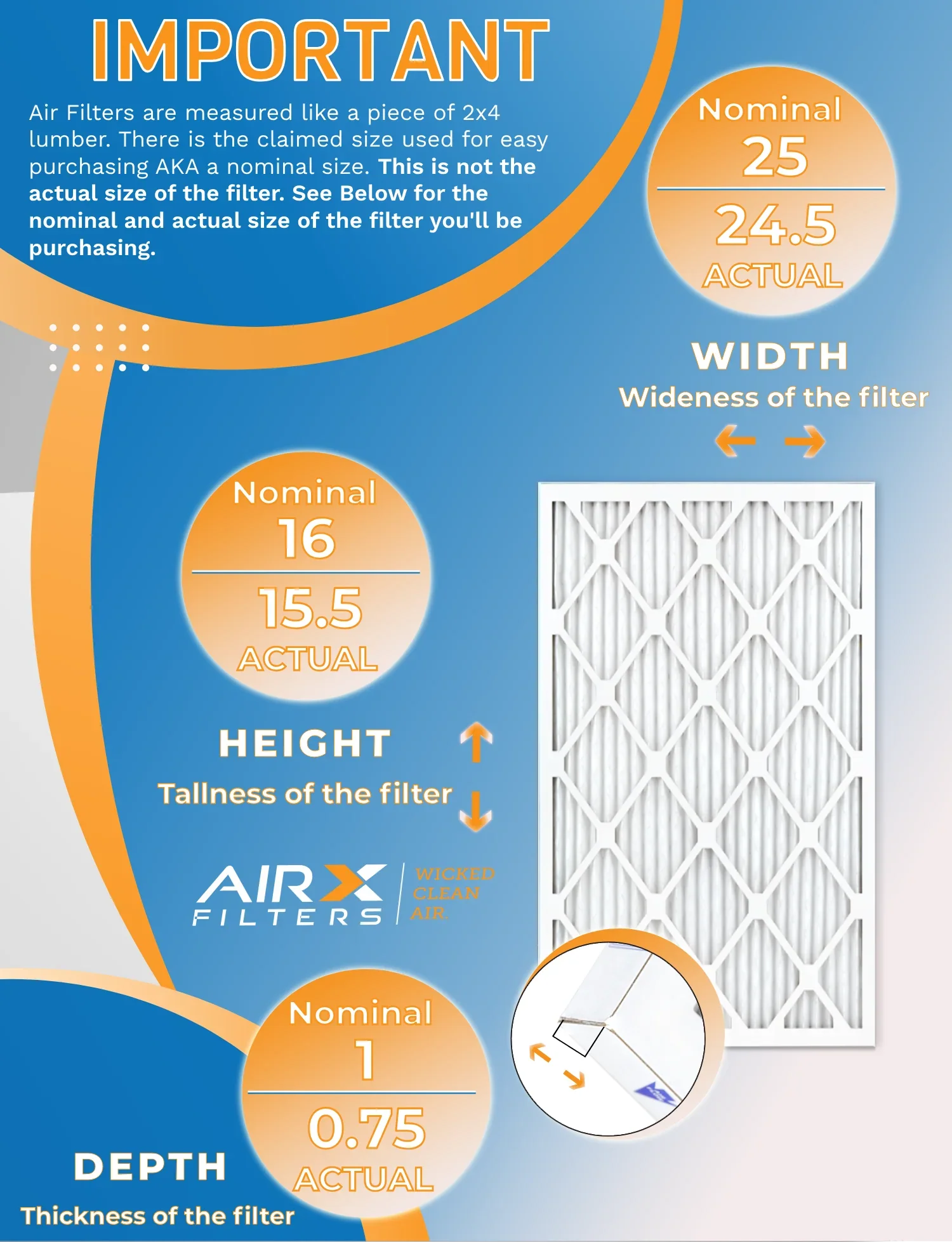 16x25x1 Air Filter MERV 8 Rating, 12 Pack of Furnace Filters Comparable to MPR 700 & FPR 5 - Made in USA by AIRX FILTERS WICKED CLEAN AIR.