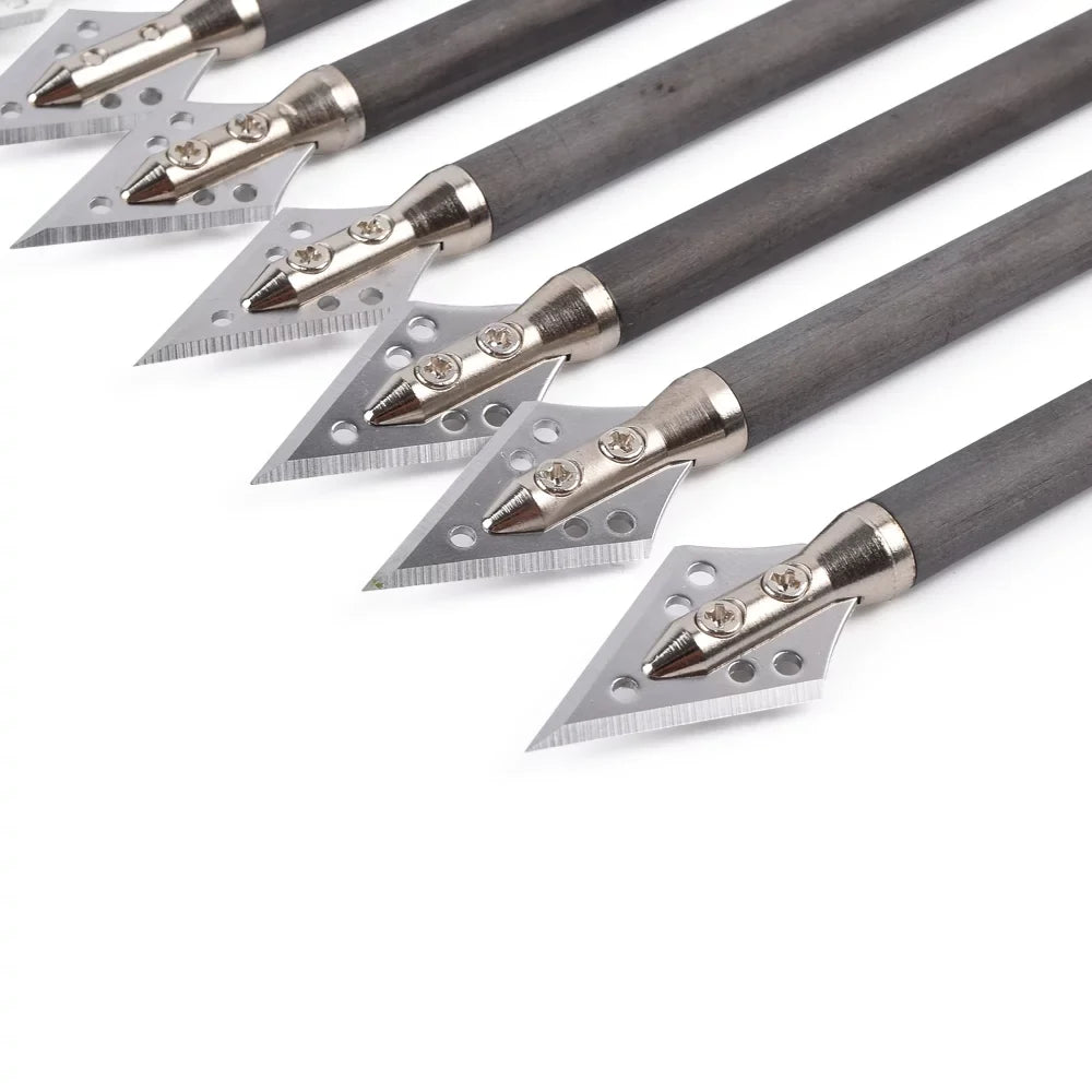 7.5" Crossbow Bolts Carbon Arrows with Broadheads for EK Cobra R9 Bow Hunting
