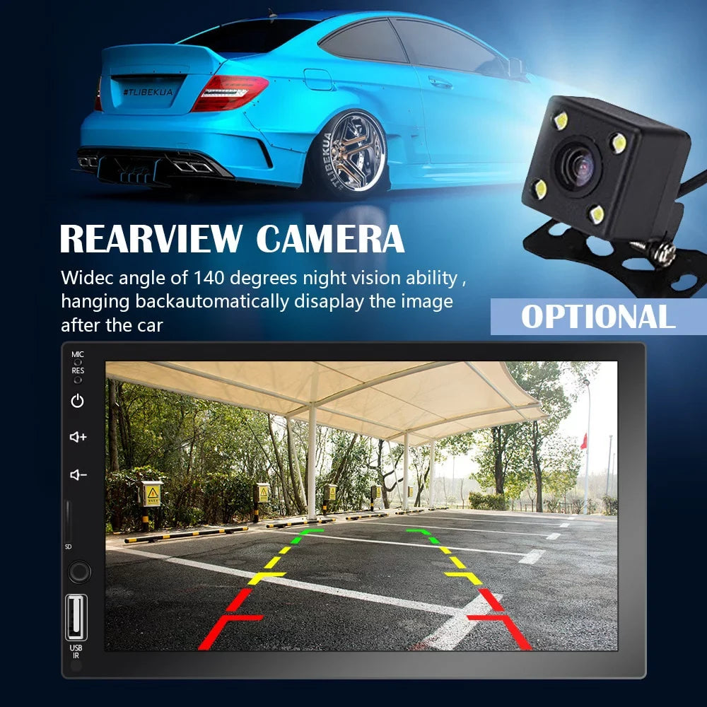 2 Din Car Stereo 7" Touch Screen Multimedia Player for Car Play MP5 with Rear View Camera/Android Auto/Autoradio/IOS/Bluetooth/USB/TF