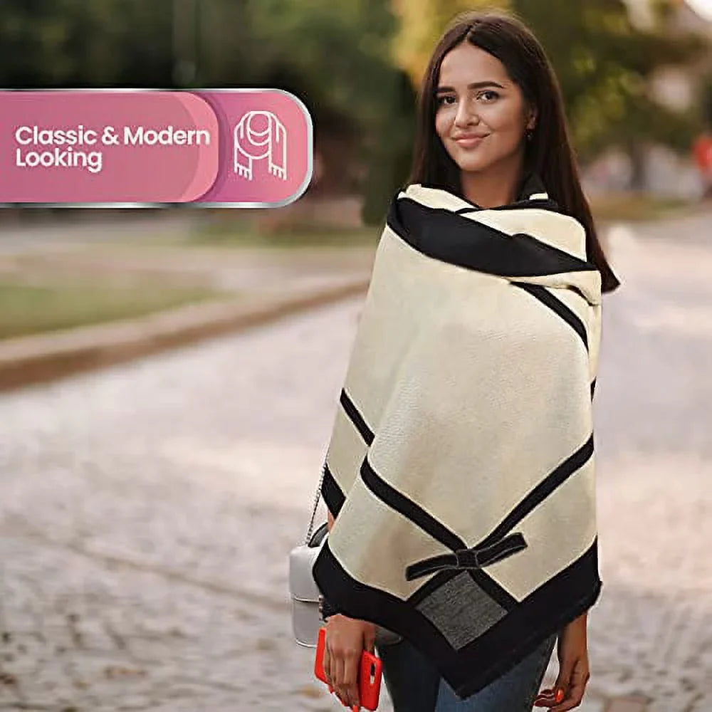 Women Scarf Pashmina Shawls and Wraps for Evening Dresses , Winter Fashion Soft Warm Long Large Scarves , Mass Silk Solid Colors Capes for Ladies Jet