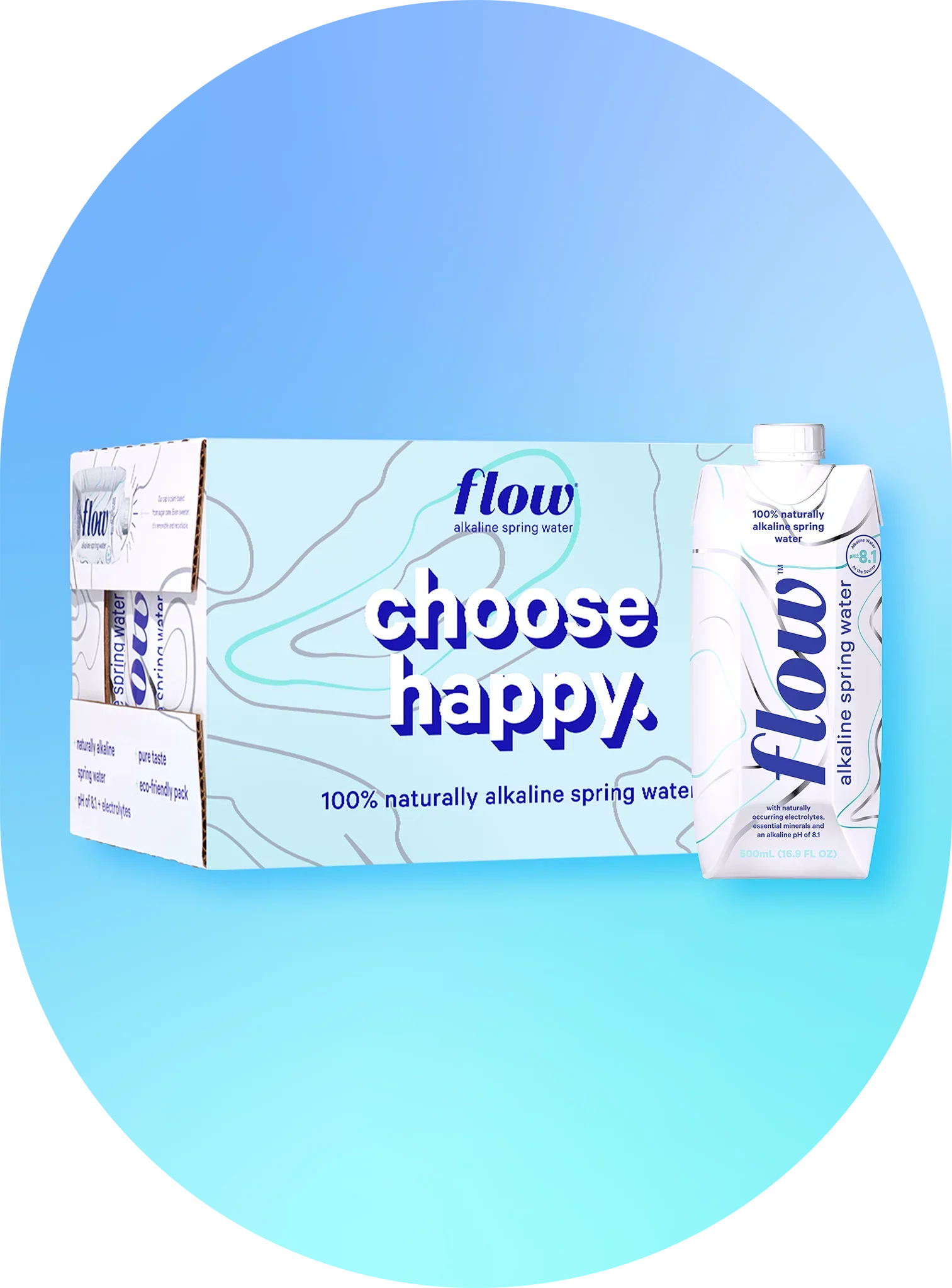 Flow Alkaline Spring Water- 100% Natural Alkaline Spring Water, 16.9 fl oz, 12 Pack Bottles