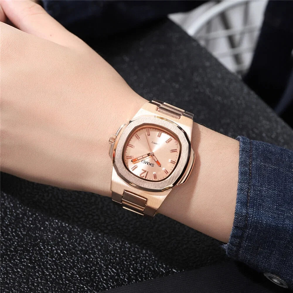 Men Quartz Watch Luxury Gold Steel Male Wristwatch For Business Gift