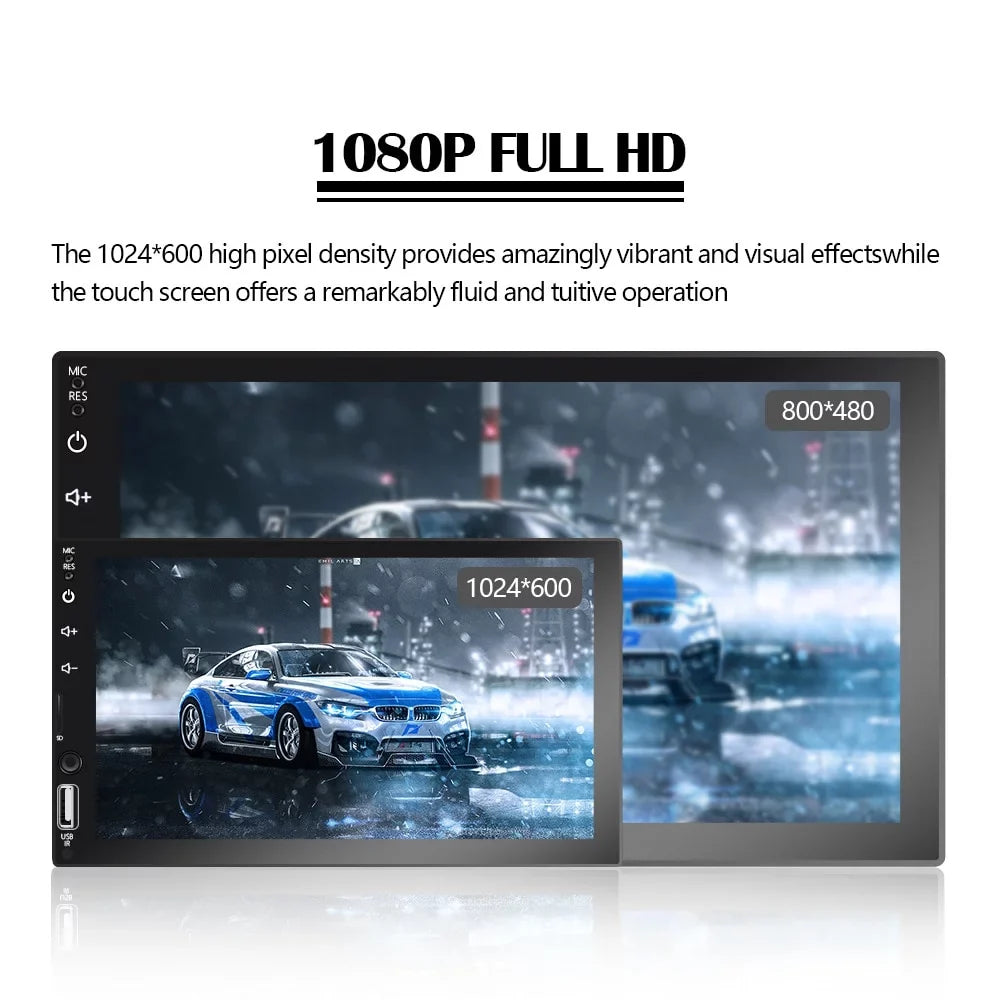 2 Din Car Stereo 7" Touch Screen Multimedia Player for Car Play MP5 with Rear View Camera/Android Auto/Autoradio/IOS/Bluetooth/USB/TF