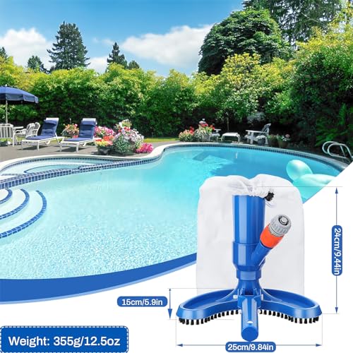 Upgraded Handheld Portable Pool Vacuum Cleaner with Pool Skimmer Net, 4 Section Poles of 60", Handheld Pool Vacuum Jet Cleaner Attaches to Garden Hose for Above Ground Pool Spa Pond Fountains