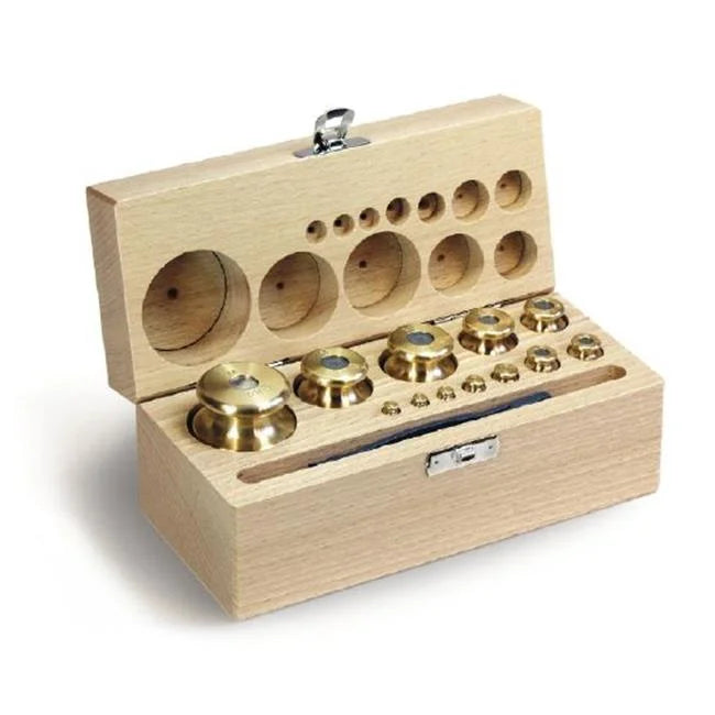 1 mg-50 g M1 Class Set of Mass in Wooden Box with Finely Turned Brass