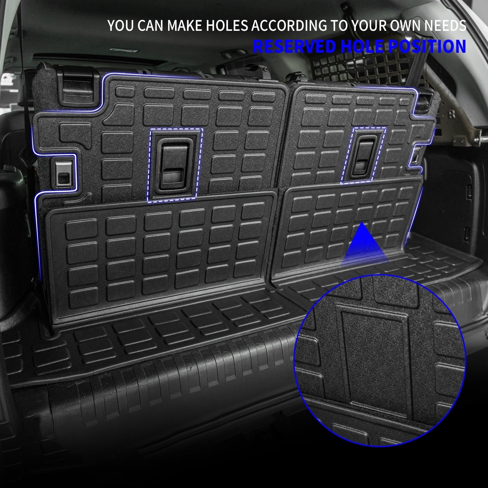 Fit 2010-2023 4Runner 7 Seats Trunk Mat Cargo Liner Accessories (3rd Row Backrest Mats+Trunk Mat)