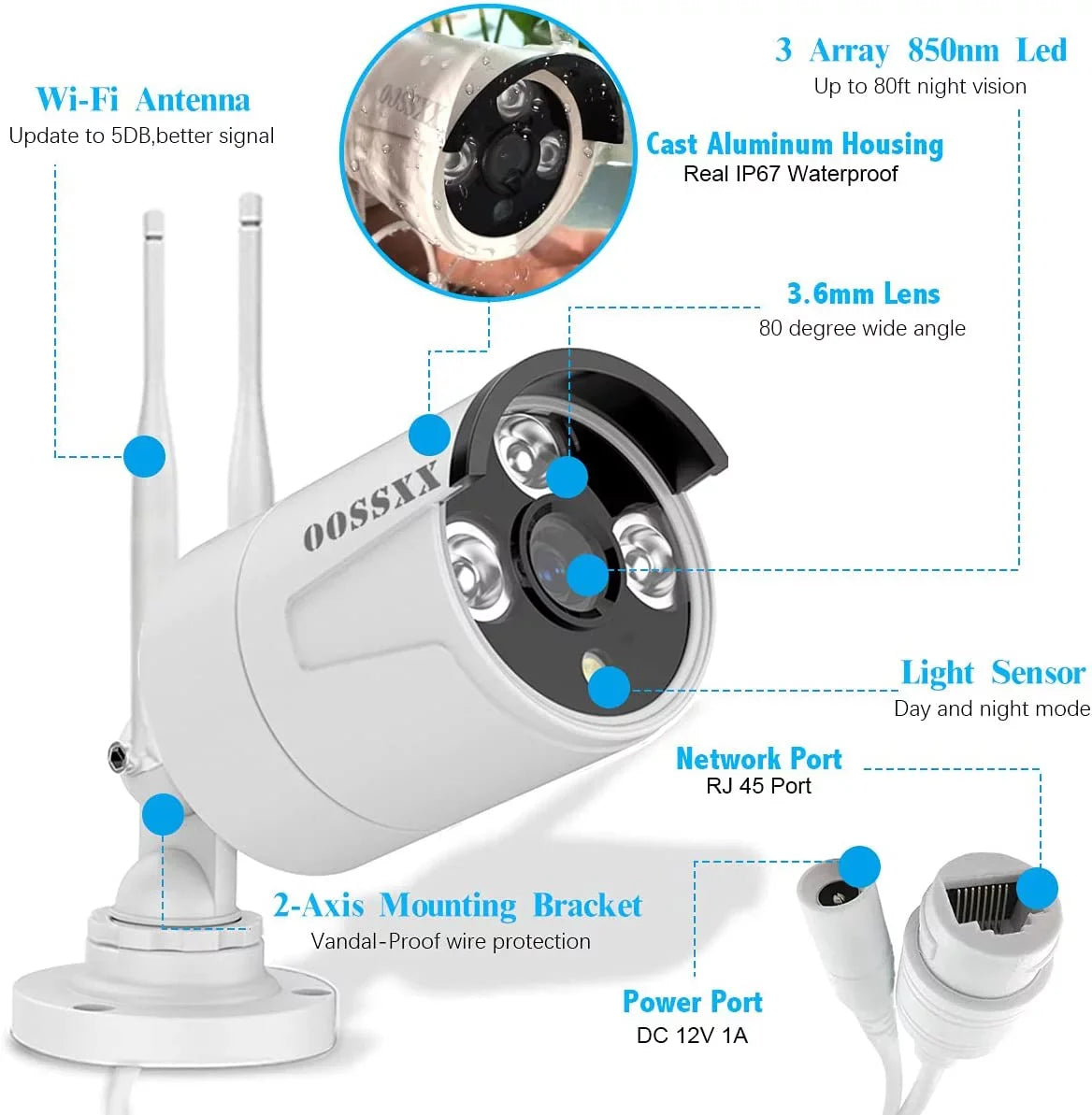 Expandable 8CH Wireless NVR Security Camera System Outdoor with DVR,4Pcs 3MP Wireless IP Cameras