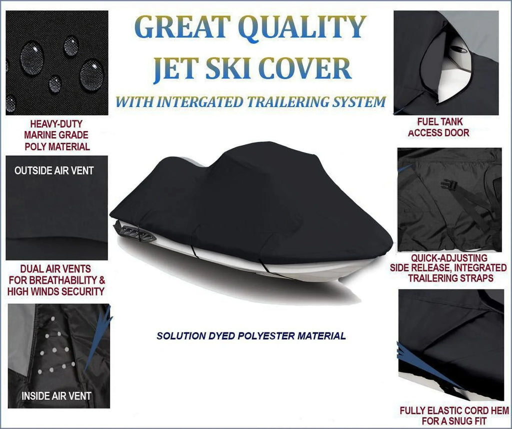 Jet 600 DENIER JetSki Cover Compatible for Jet Ski PWC Cover Compatible for Yamaha Wave Runner GP 800R 2001 2002 2003 2004 2005 2 Seater
