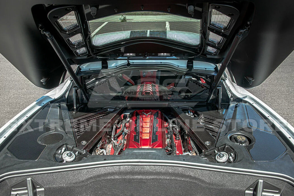 Replacement For 2020-Present Corvette C8 GM Factory Style CARBON FIBER Tape-On Engine Bay Trim Panel Overlay Accents Cover 5 Pcs