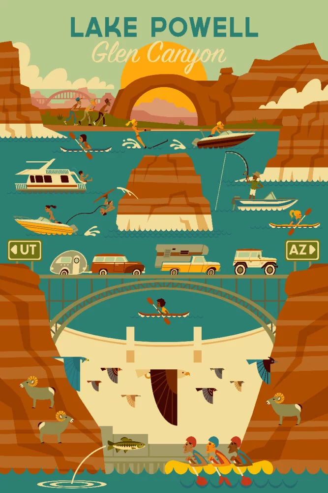 Lake Powell, Arizona, Glen Canyon Dam, Geometric (19x27 inches, Premium 500 Piece Jigsaw Puzzle for Adults and Family, Made in USA)
