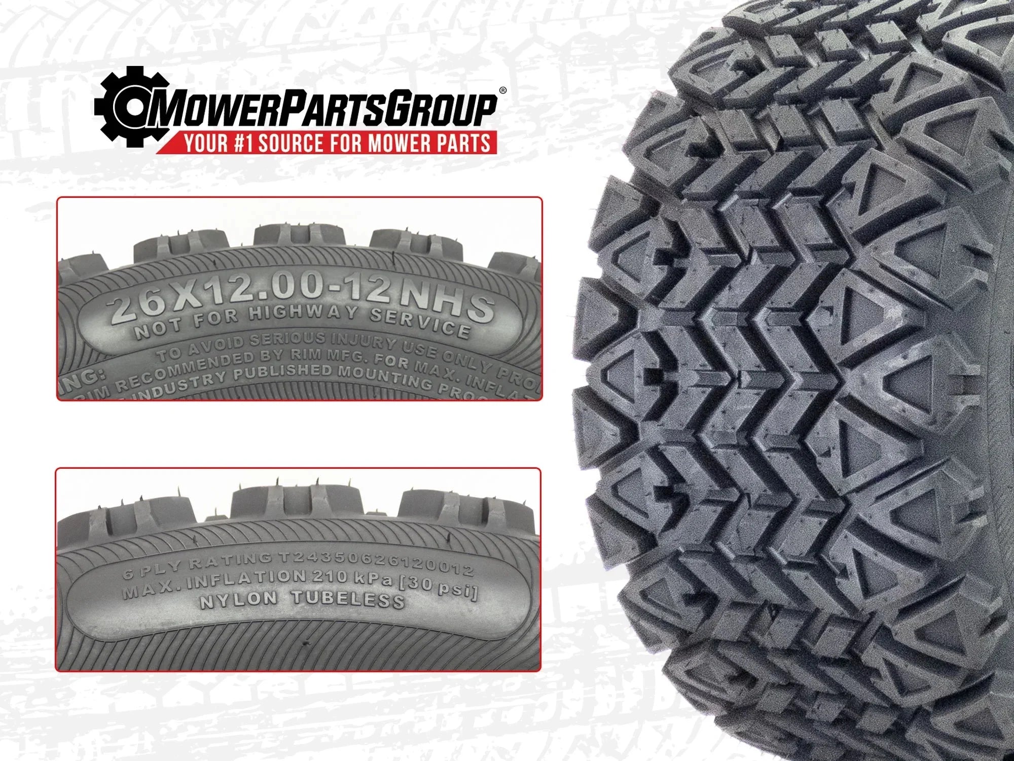 (2) All Terrain Tires 26x12.00-12 6 Ply 350 Mag