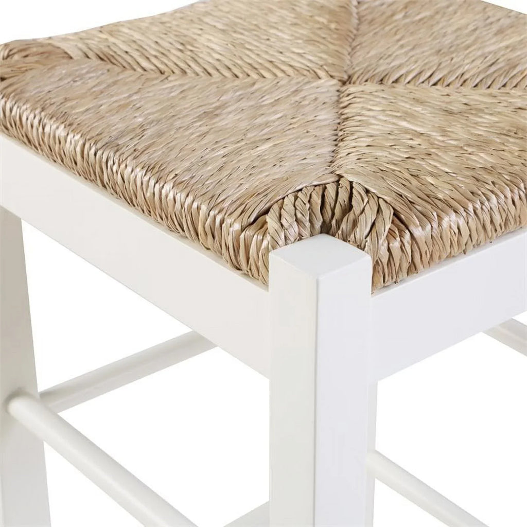 Home Square Square Rush 29" Stationary Bar Stool in White - Set of 2