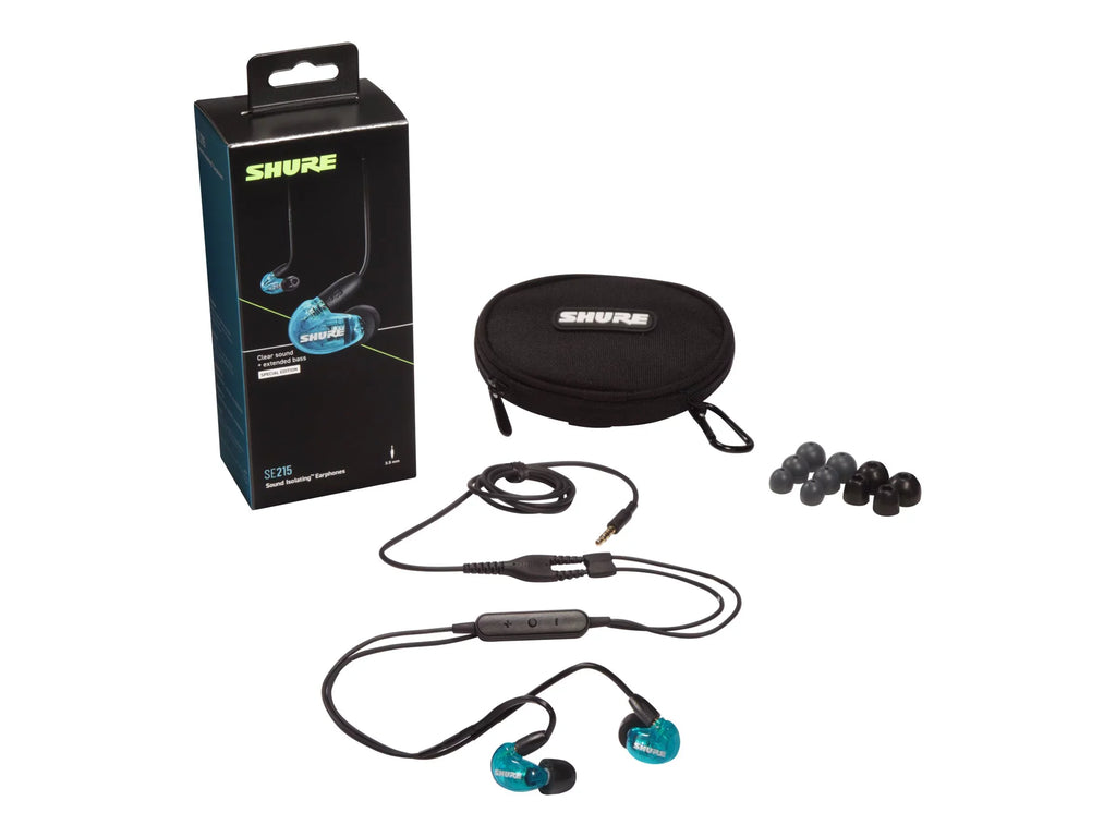 Shure SE215 Sound Isolating - Blue Special Edition - earphones with mic - in-ear - wired - 3.5 mm jack - noise isolating - blue