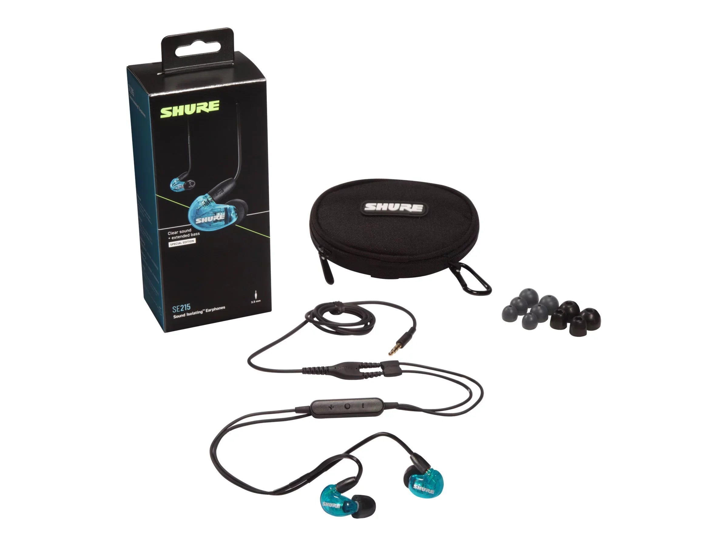 Shure SE215 Sound Isolating - Blue Special Edition - earphones with mic - in-ear - wired - 3.5 mm jack - noise isolating - blue