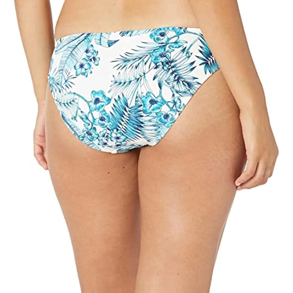 La Blanca Women's Side Shirred Hipster Bikini Swimsuit Bottom, Aquamarine/Tranquility Palm, 4