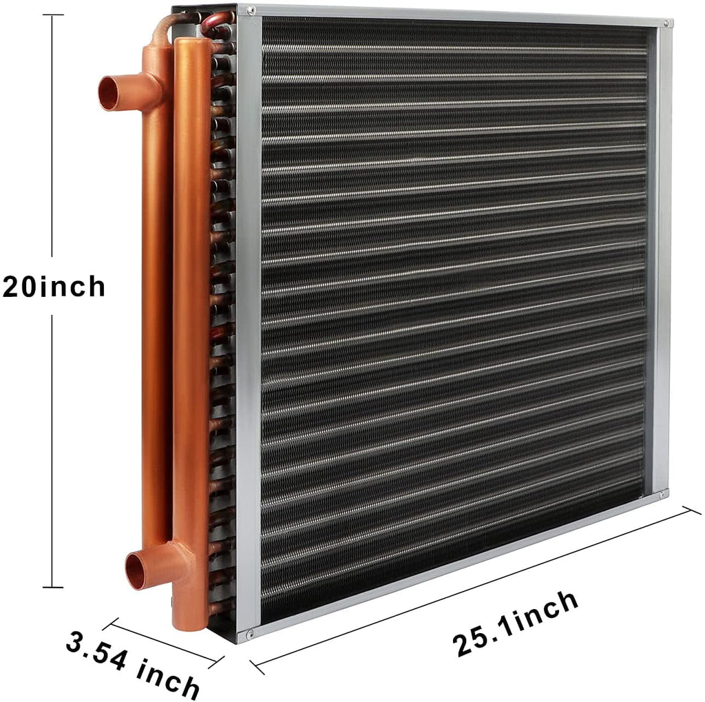 20" x 20" Water to Air Heat Exchanger with 1" Copper Ports Perfectly with Outdoor Furnace Ideal for Residential HVAC System
