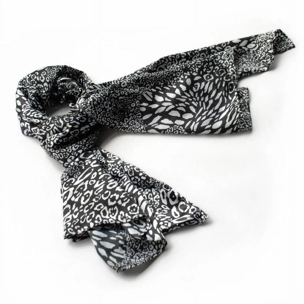 Blancho Dark & White Distinctive Leopard Animal Print Fashion Soft Silk Scarf/Wrap/Shawl(Large)