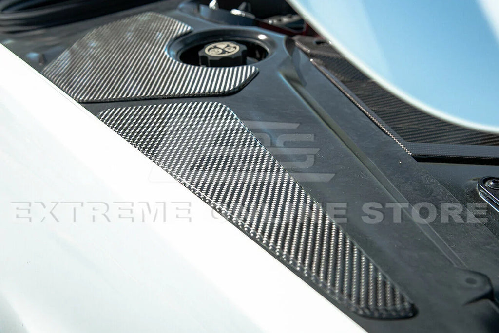 Replacement For 2020-Present Corvette C8 GM Factory Style CARBON FIBER Tape-On Engine Bay Trim Panel Overlay Accents Cover 5 Pcs