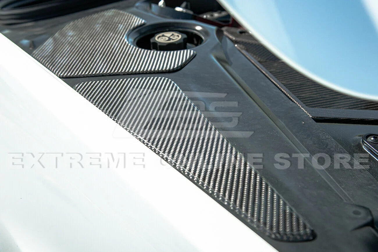 Replacement For 2020-Present Corvette C8 GM Factory Style CARBON FIBER Tape-On Engine Bay Trim Panel Overlay Accents Cover 5 Pcs