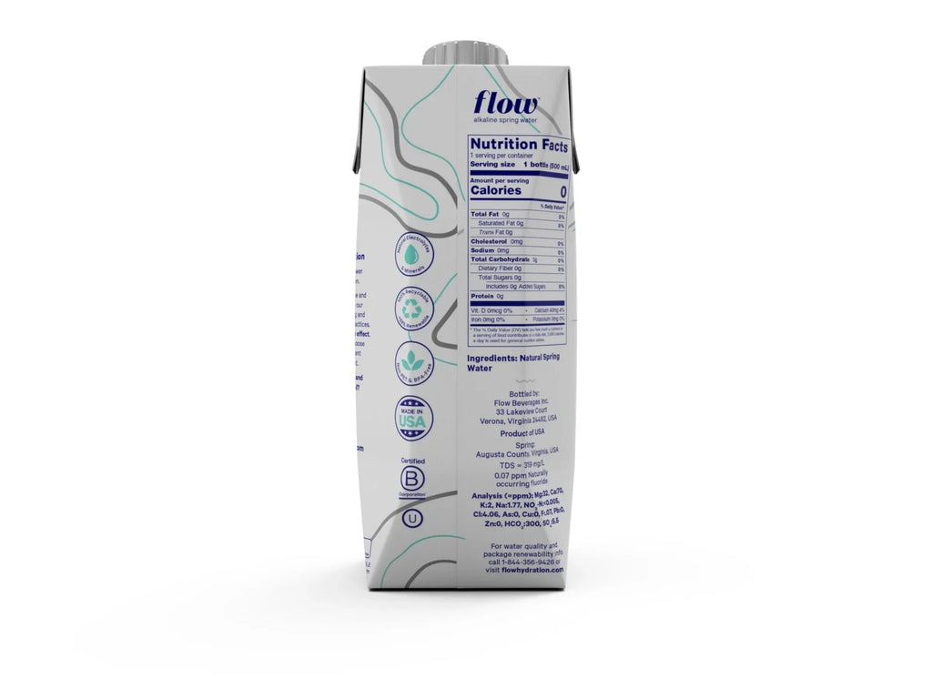 Flow Alkaline Spring Water- 100% Natural Alkaline Spring Water, 16.9 fl oz, 12 Pack Bottles