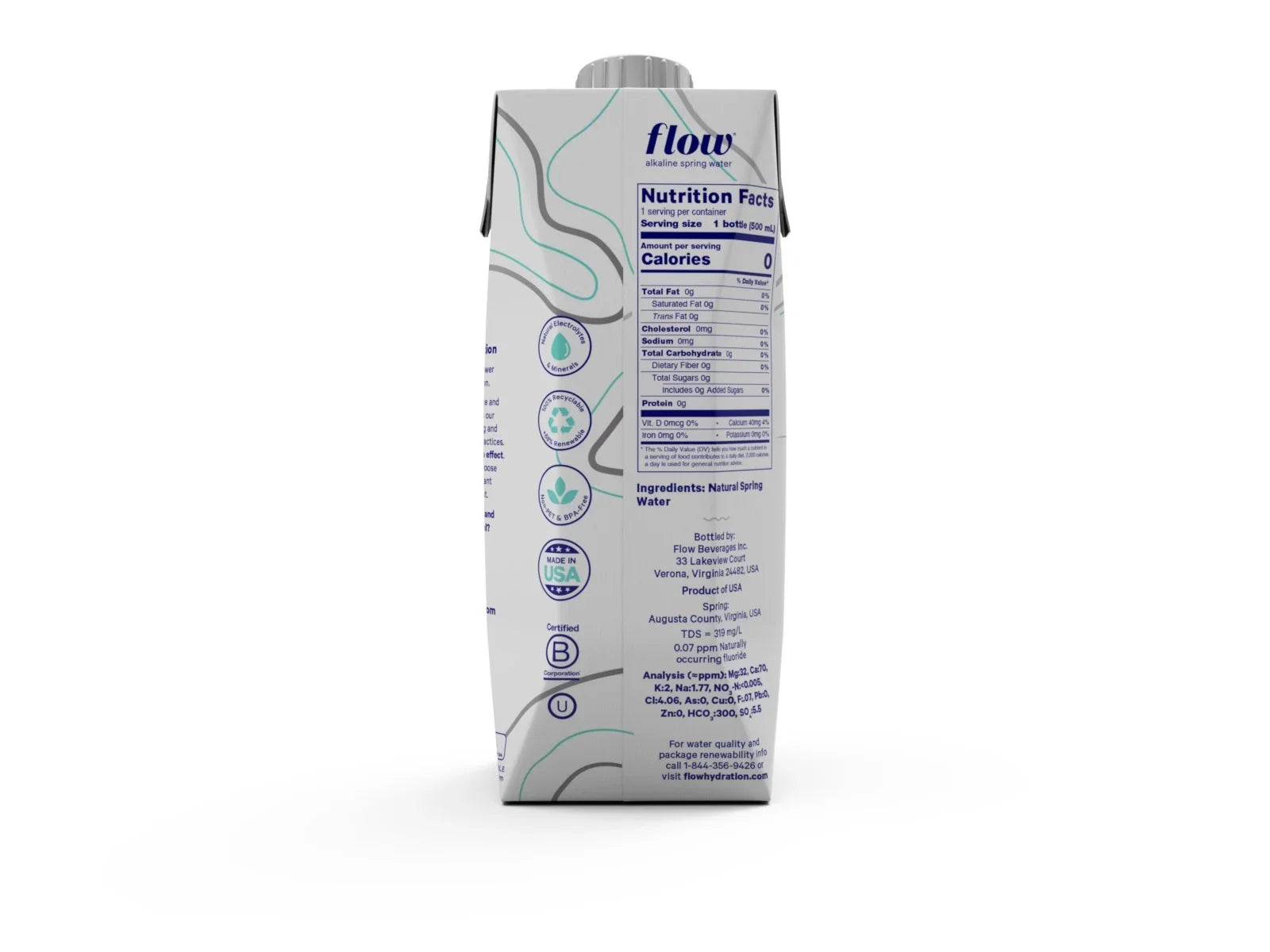 Flow Alkaline Spring Water- 100% Natural Alkaline Spring Water, 16.9 fl oz, 12 Pack Bottles
