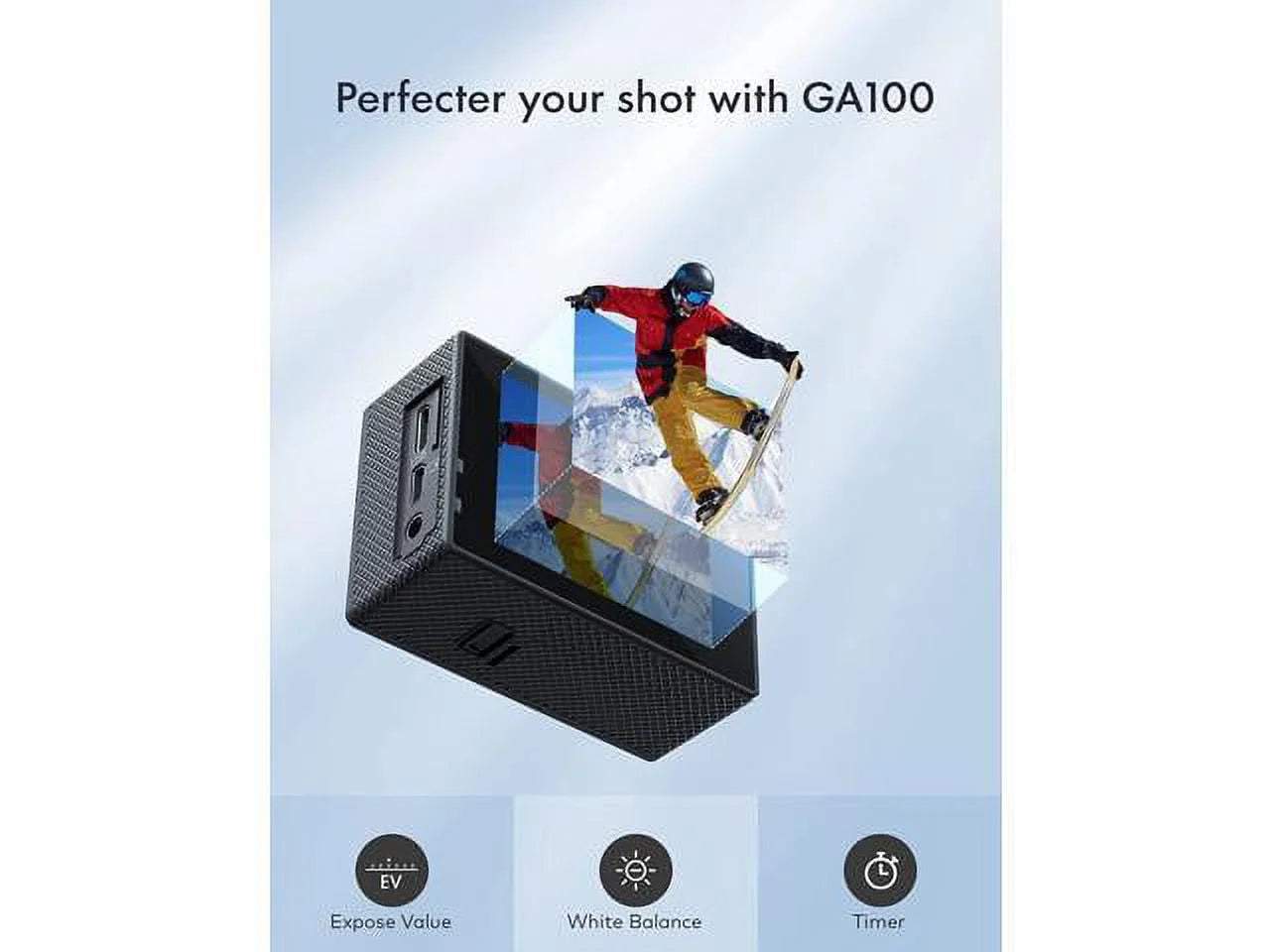 Action Camera 4K 30FPS, GA100 20MP WiFi 40M Underwater Waterproof Camera, 170° Wide Angle Dual Microphone Helmet Camera with Remote Control, EIS, 2x1050mAh Batteries and Mount Accessories Kit
