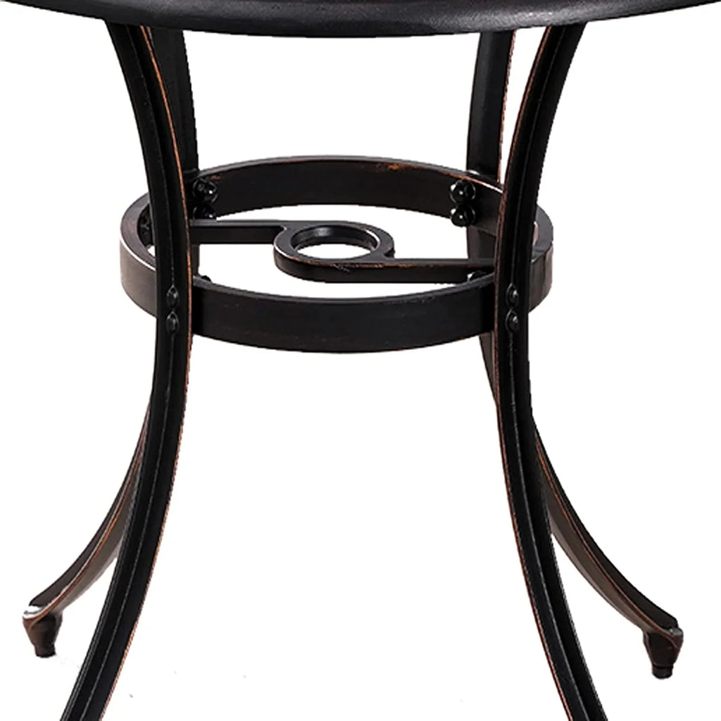 35.5 Inch Patio Bistro Dining Table, Cast Aluminum Patio Table with 1.97" Umbrella Hole,Round Outdoor Dining Table for Garden, Patio, Porch