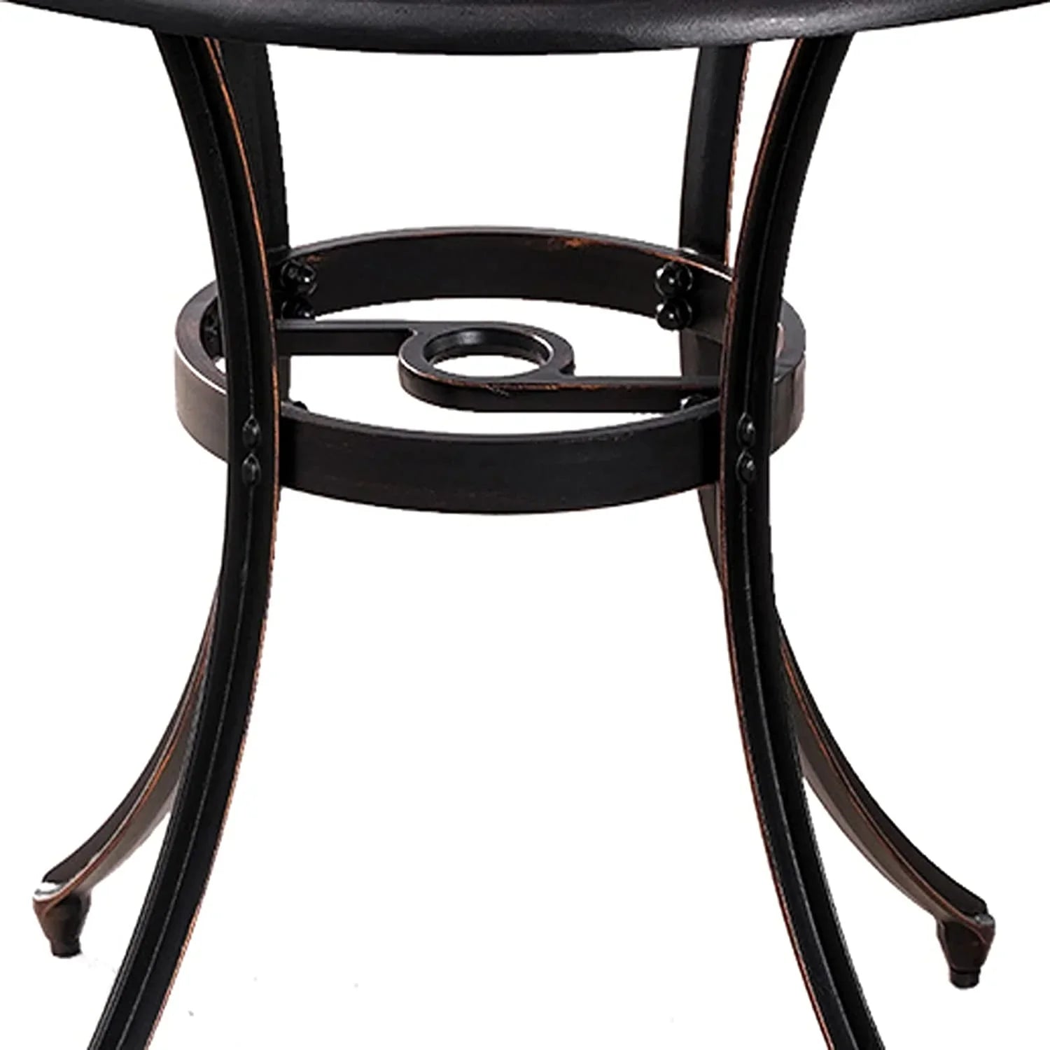 35.5 Inch Patio Bistro Dining Table, Cast Aluminum Patio Table with 1.97" Umbrella Hole,Round Outdoor Dining Table for Garden, Patio, Porch