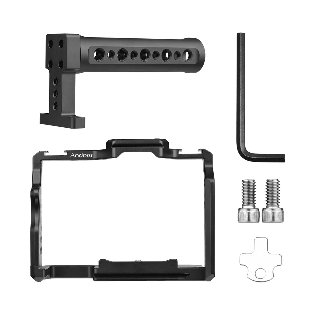7299 Video Cage + Handle Kit Aluminum Alloy with Dual Cold Shoe Mounts Numerous 14 Inch Threads Replacement for A7IV/ A7III/ A7II/ A7R III/ A7R II/ A7S II