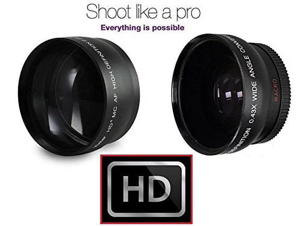 Hi-Def Telephoto & Wide Angle Lens Set For Lumix DMC-G7 DMC-G7K (46mm Compatible)