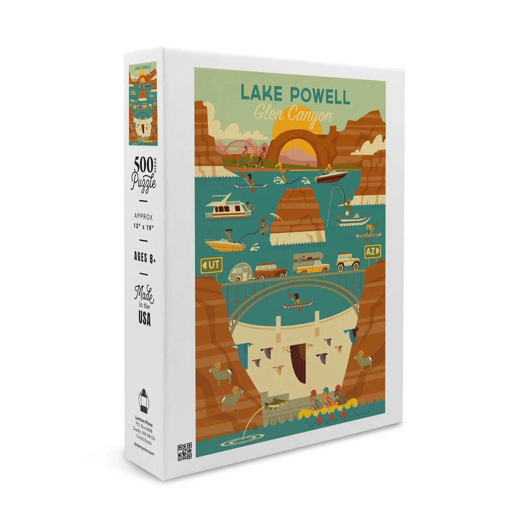 Lake Powell, Arizona, Glen Canyon Dam, Geometric (19x27 inches, Premium 500 Piece Jigsaw Puzzle for Adults and Family, Made in USA)