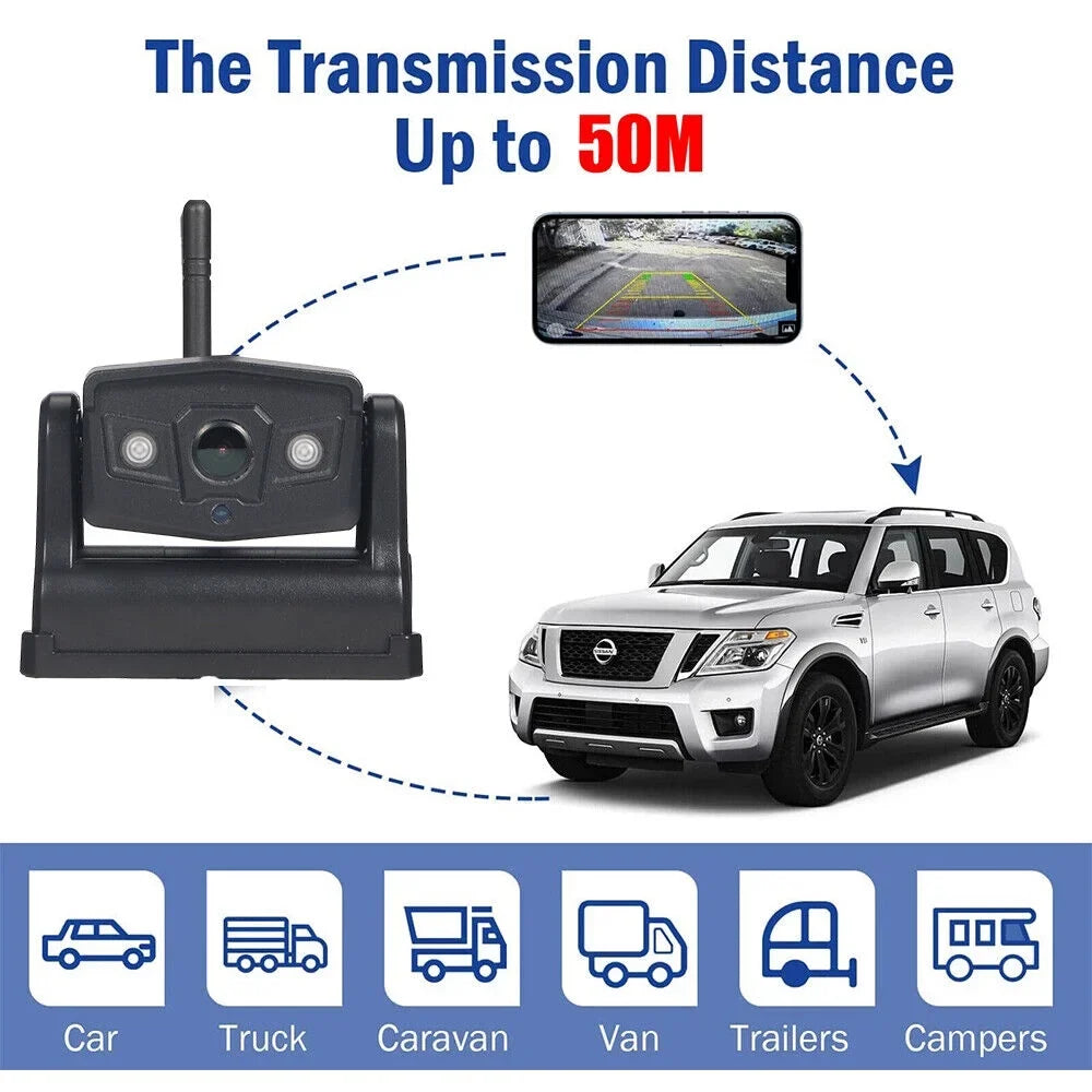 Jahy2Tech Magnetic WiFi Wireless Backup Camera, Front/Rear View Camera 9600mAh Battery