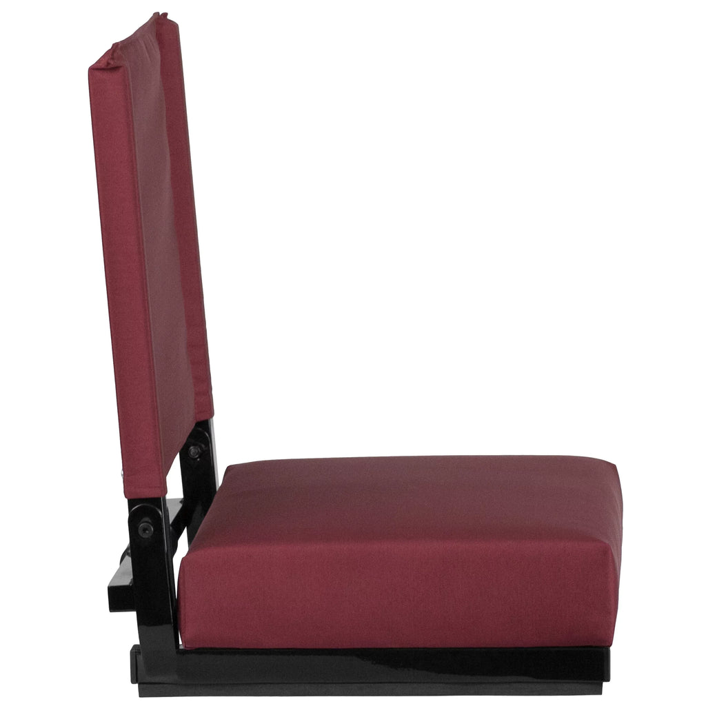 Flash Furniture Grandstand Comfort Seats by Flash - 500 lb. Rated Load Stadium Chair with Handle & Ultra-Padded Seat, Maroon