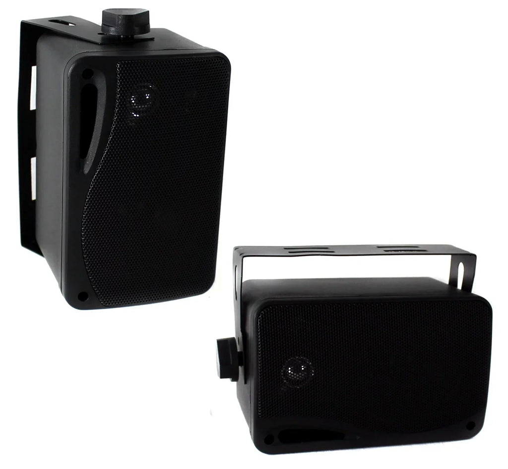 4 x New Pyle PLMR24 3.5'' 200 Watt 3-Way Weather Proof Marine Mini Box Speaker System Jet and Enrock Audio 16-Gauge 50 Foot Speaker Wire
