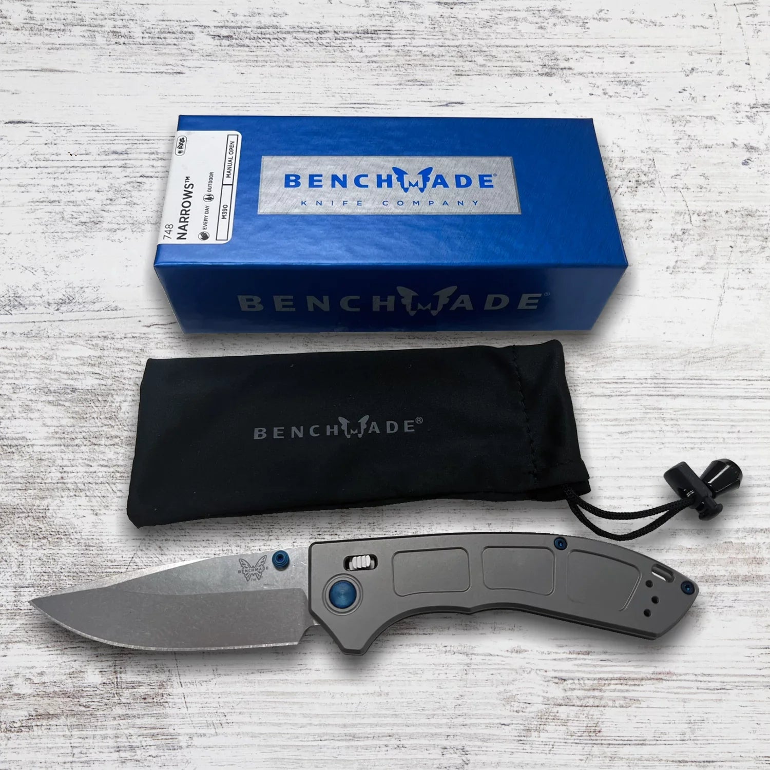 Benchmade 748 Narrows 3.43-Inch M390 Steel Blade Titanium Handle Folding Knife