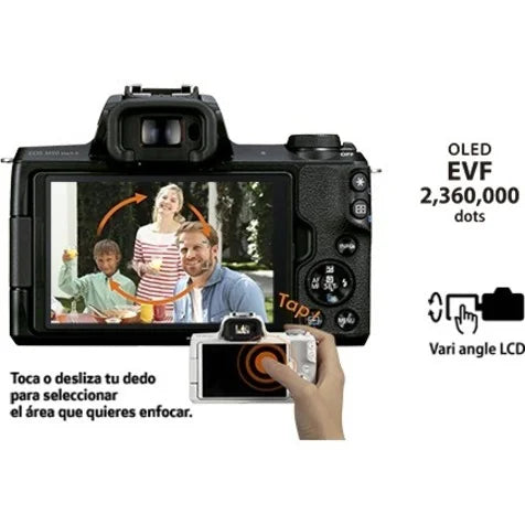 EOS M50 Mark II 24.1 Megapixel Mirrorless Camera with Lens, 0.59", 1.77", Ebony