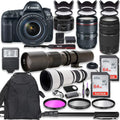 EOS 5D Mark IV DSLR Camera w/ 24-105mm USM Lens Bundle + EF 75-300mm III Lens, 50mm f/1.8, 500mm Lens & 650-1300mm Lens + Backpack + 128GB Memory + Monopod + Professional Bundle